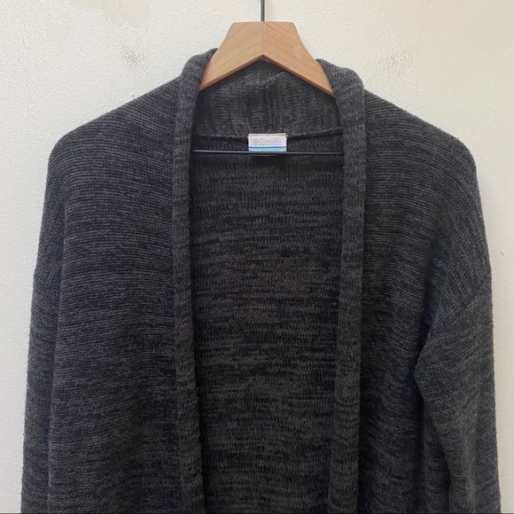 Columbia Rocky Range Black/Gray Heathered Wool Blend Long Cardigan Women’s Sz S - Picture 3 of 11